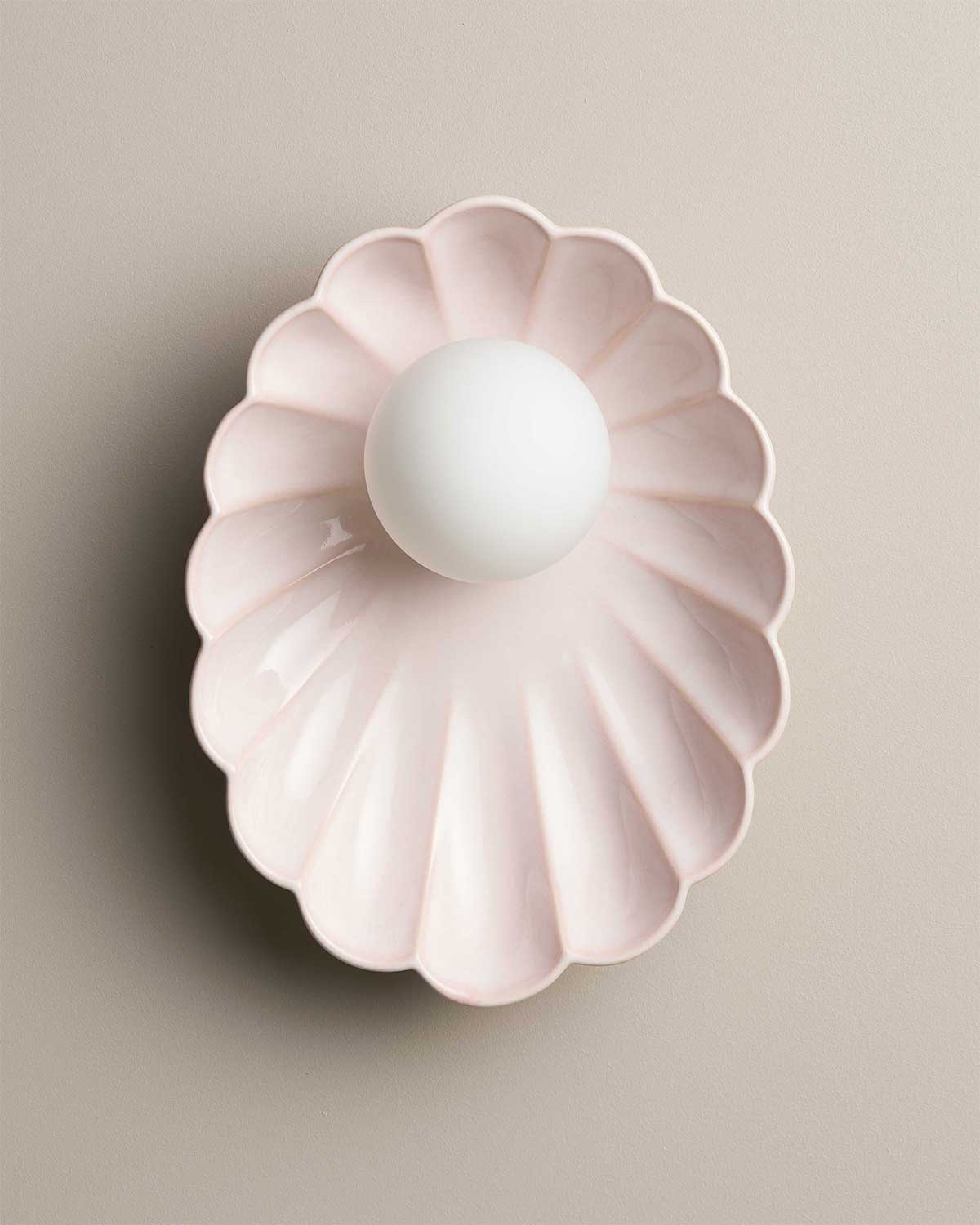 Ceramic Wall Oyster Sconce Light / Rose Quartz