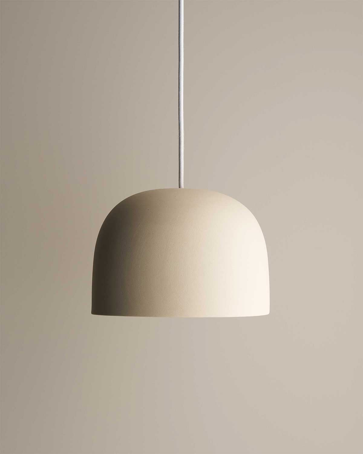 Large Ceramic Pendant Bell Light / Bone