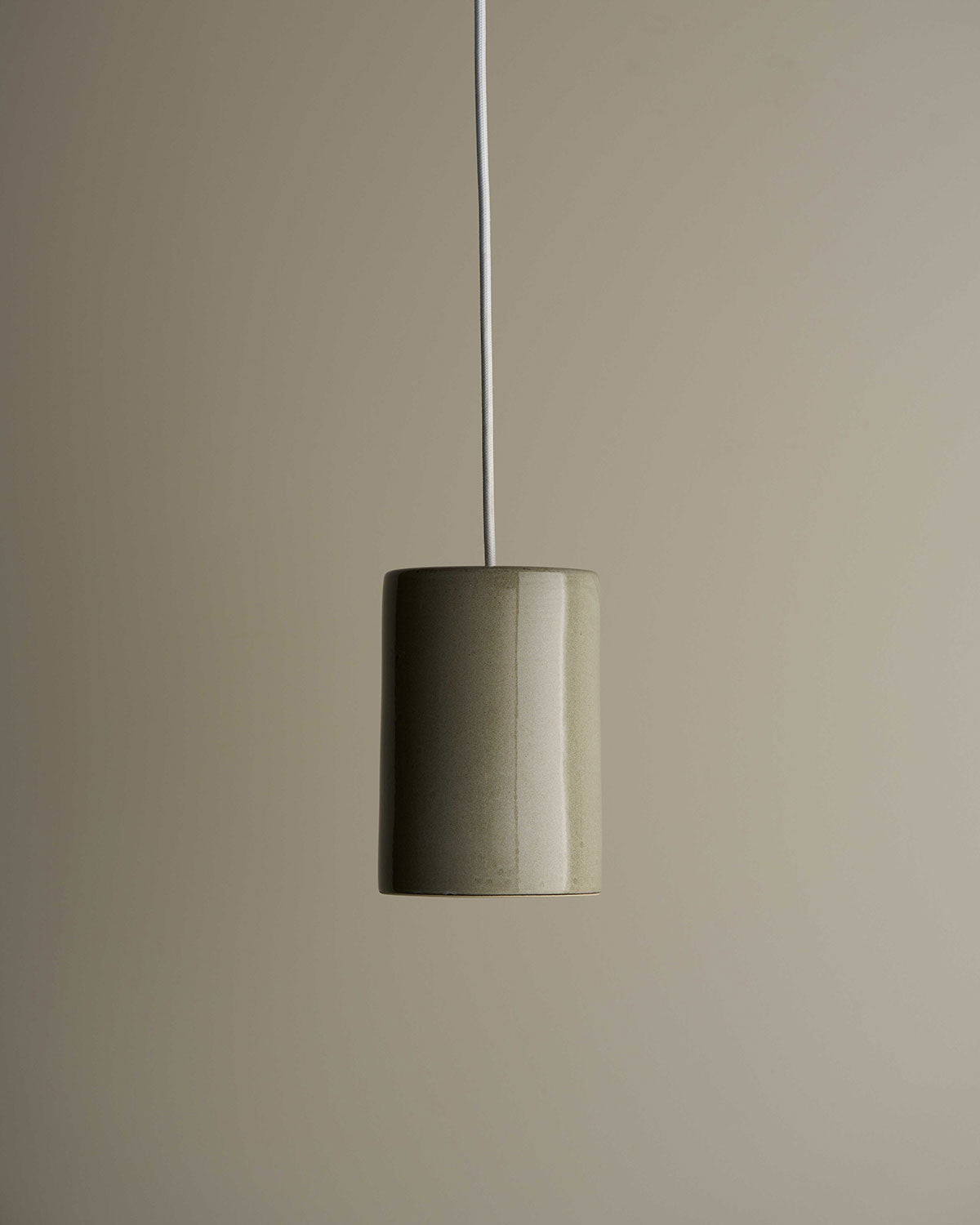 Small Ceramic Pendant Cylinder Light / Saltbush