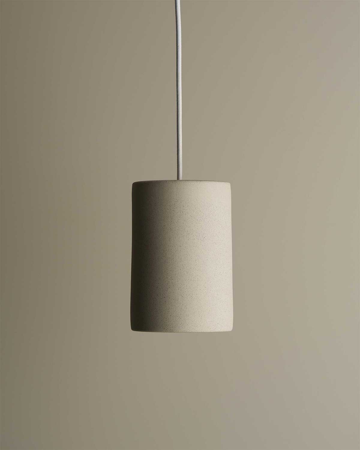 Large Ceramic Pendant Cylinder Light / Stone