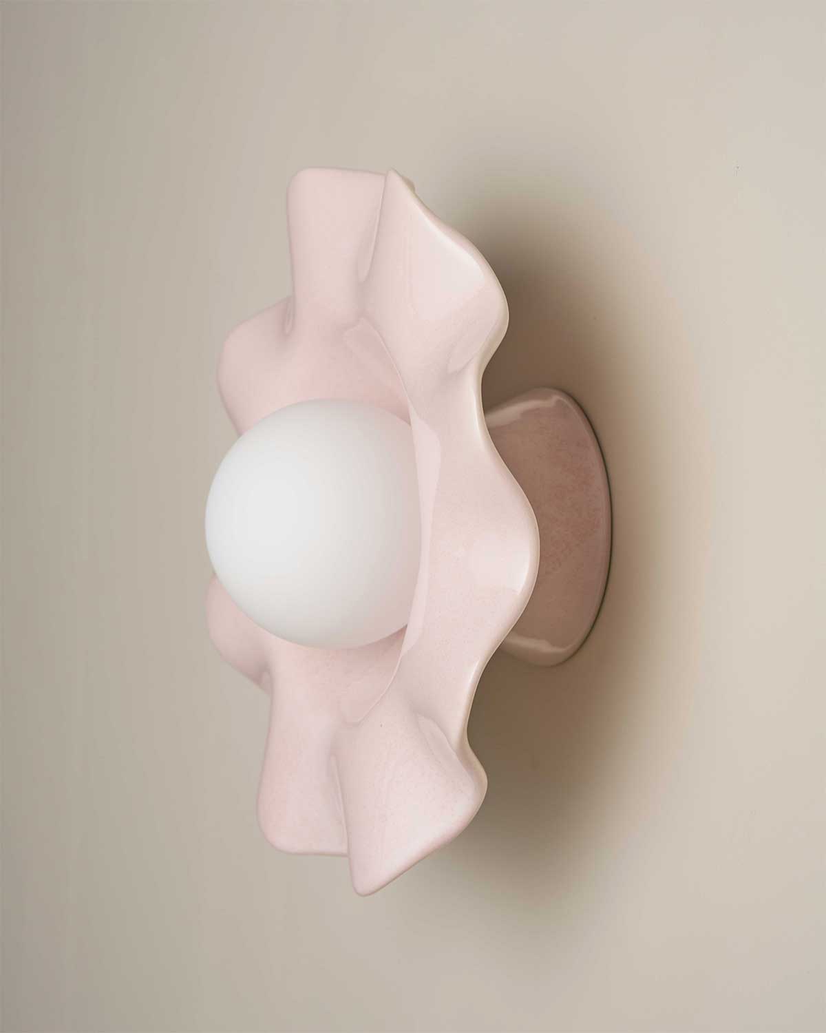 Ceramic Wall Pearl Sconce Light / Rose Quartz