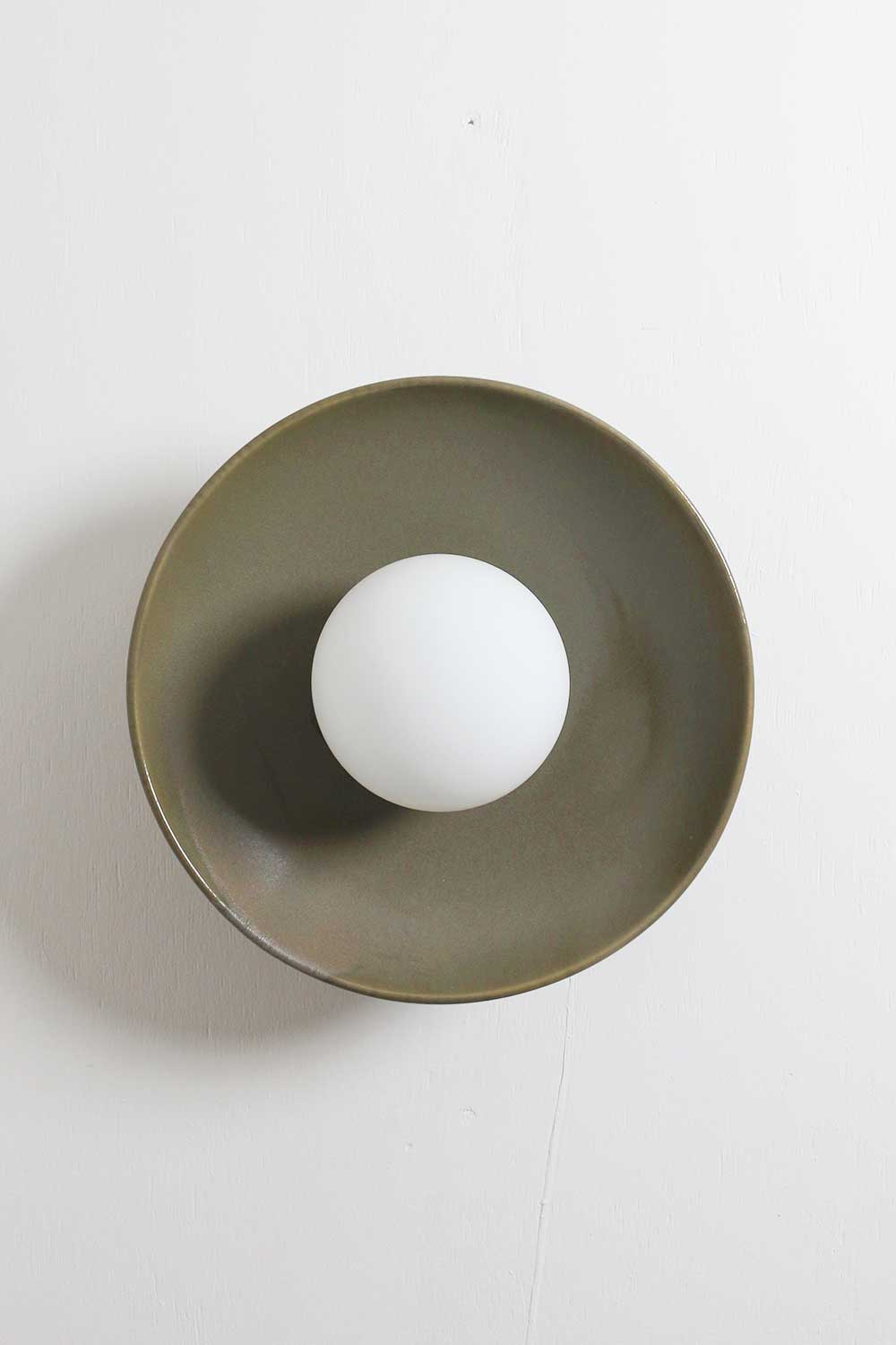 Ceramic Wall Dish Sconce Light / Olive