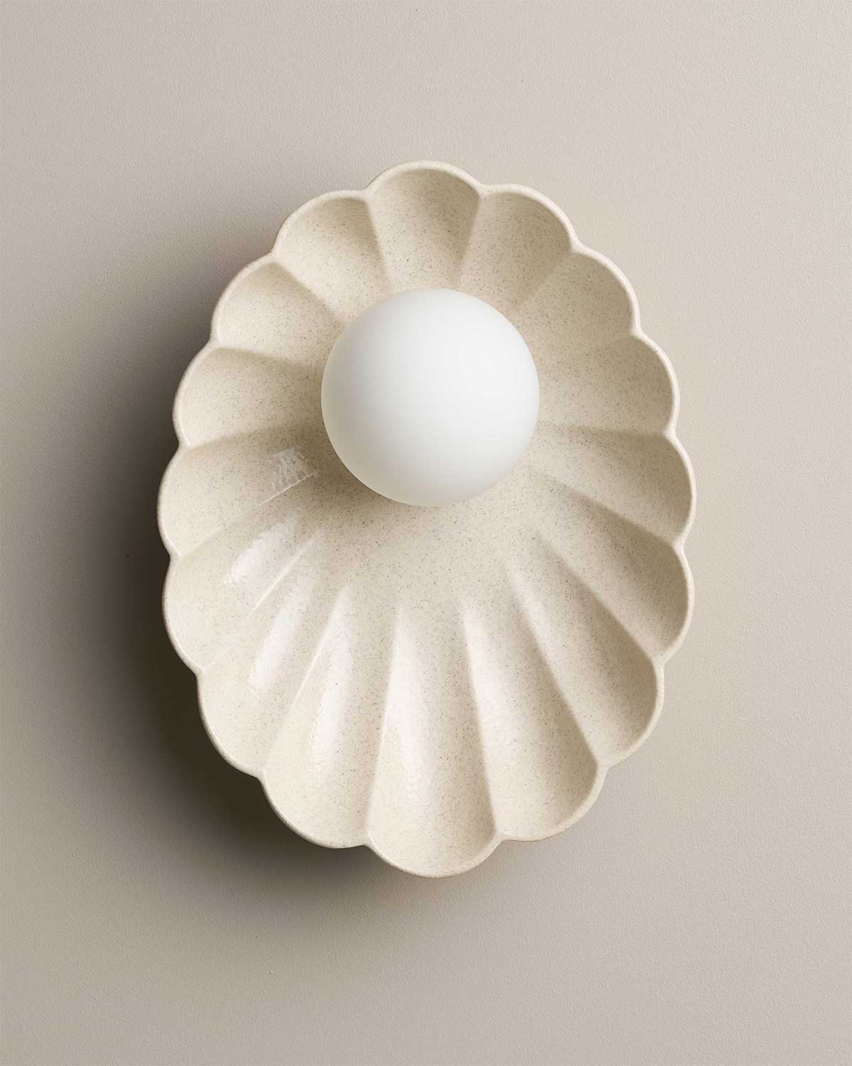 Ceramic Wall Oyster Sconce Light / Poppyseed