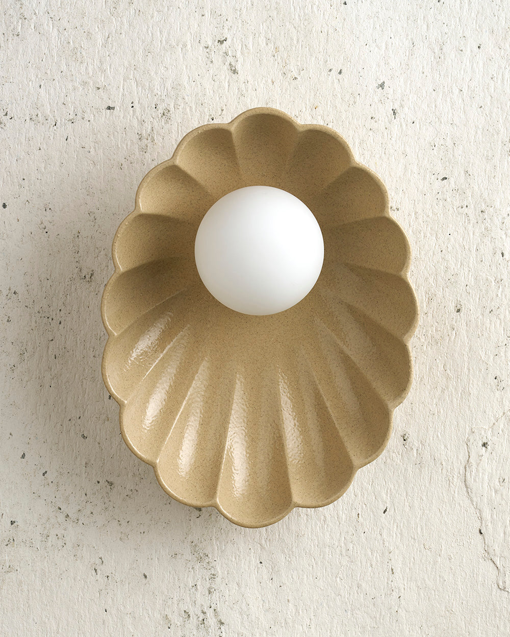 Ceramic Wall Oyster Sconce Light / Sand