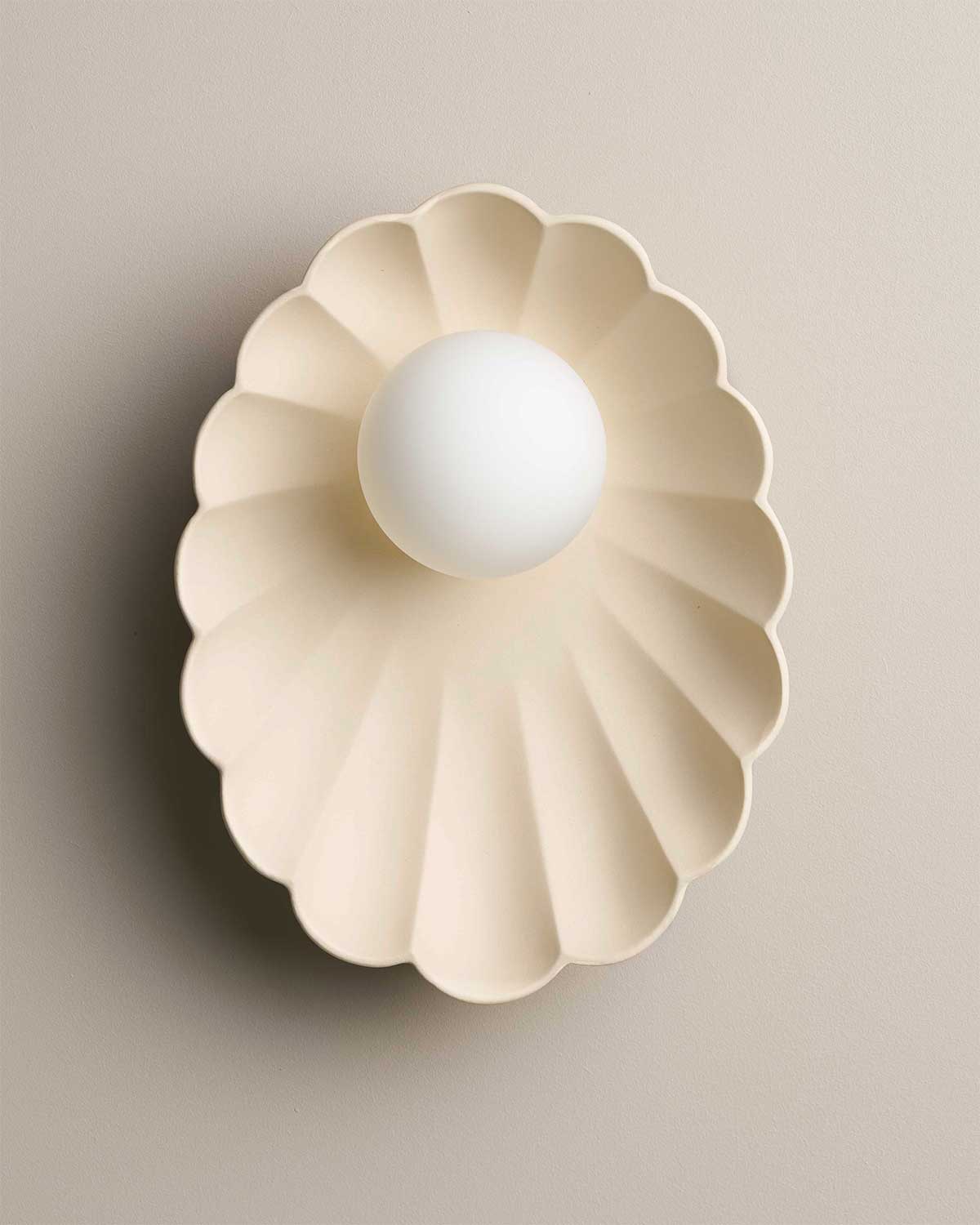 Ceramic Wall Oyster Sconce Light / Bone