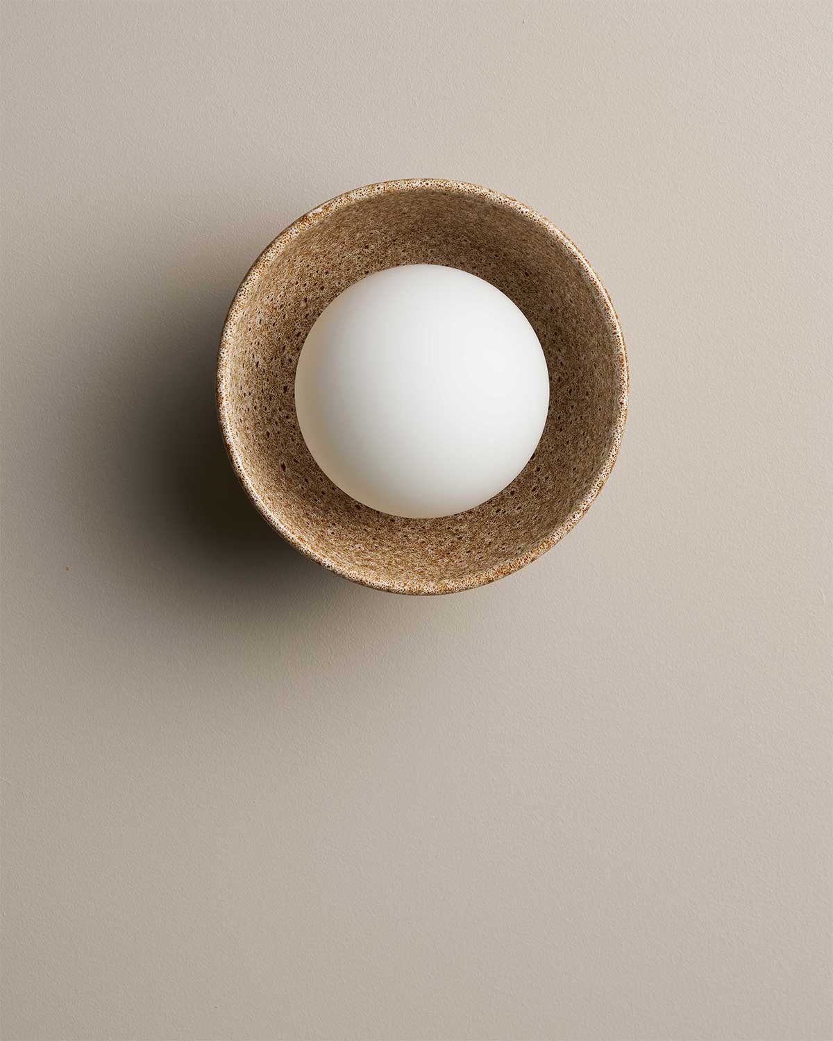 Ceramic Wall Bowl Sconce Light / White Ochre