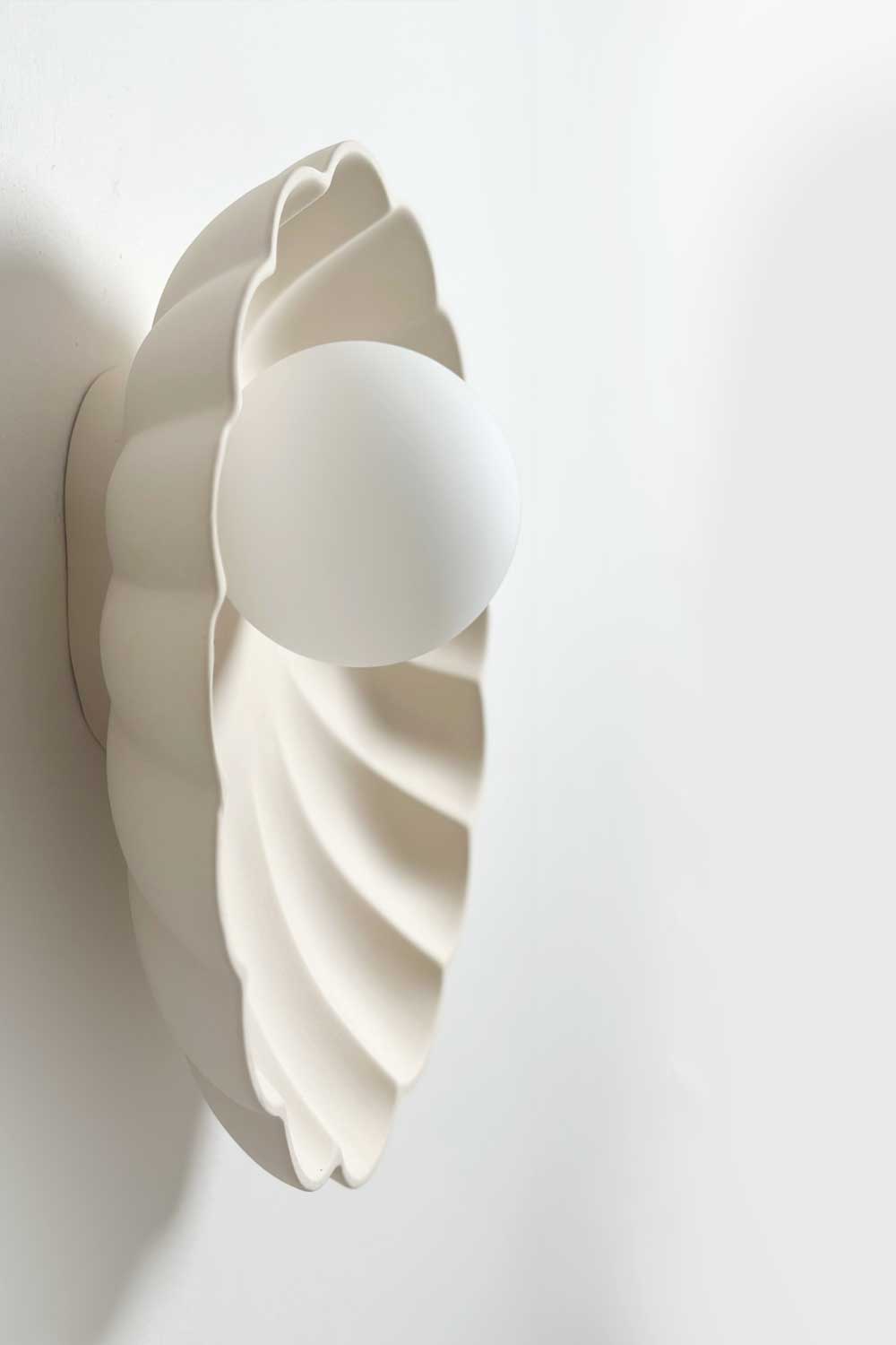 Ceramic Wall Oyster Sconce Light Bone Robert Gordon Interiors