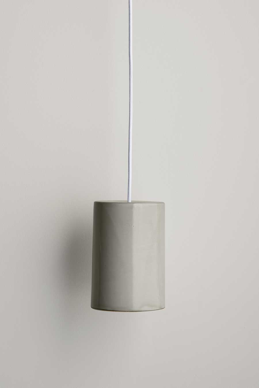 Large Ceramic Pendant Cylinder Light / Saltbush