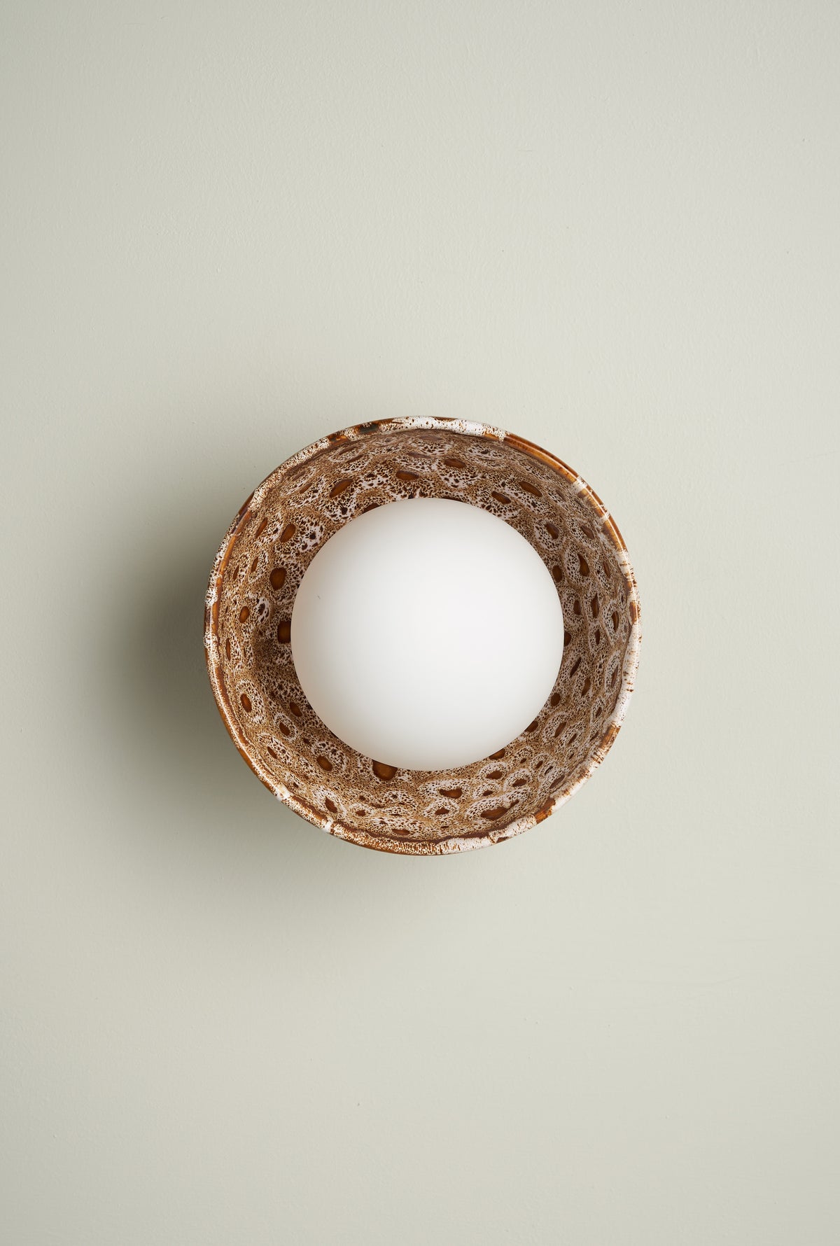 Ceramic Wall Bowl Sconce Light / White Ochre