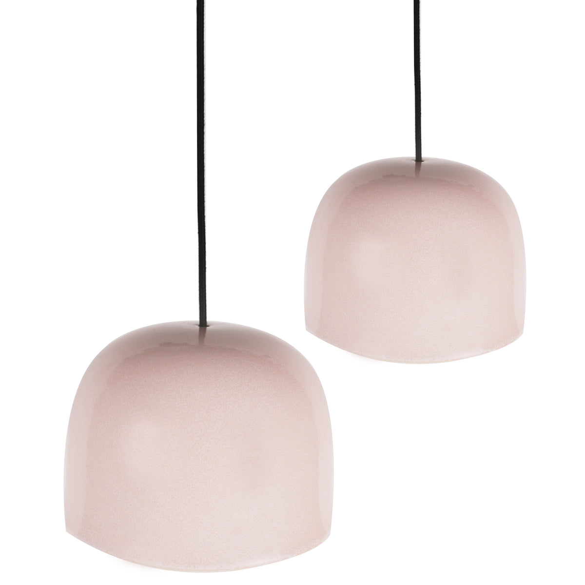 Large Ceramic Pendant Bell Light / Rose Quartz
