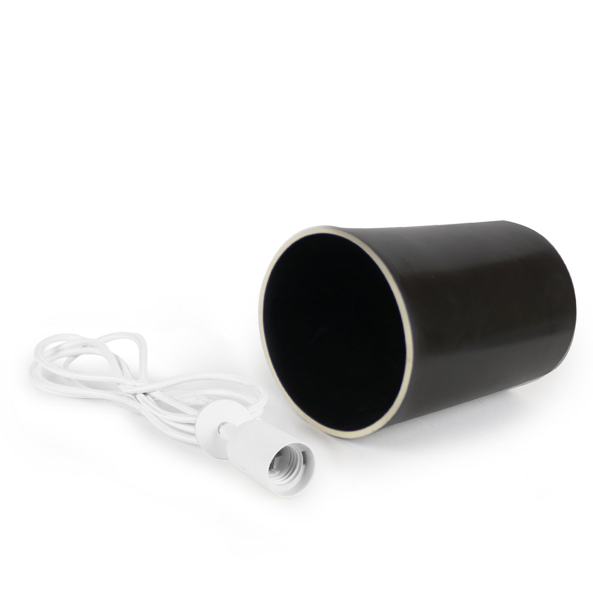 Small Ceramic Pendant Cylinder Light / Liquorice