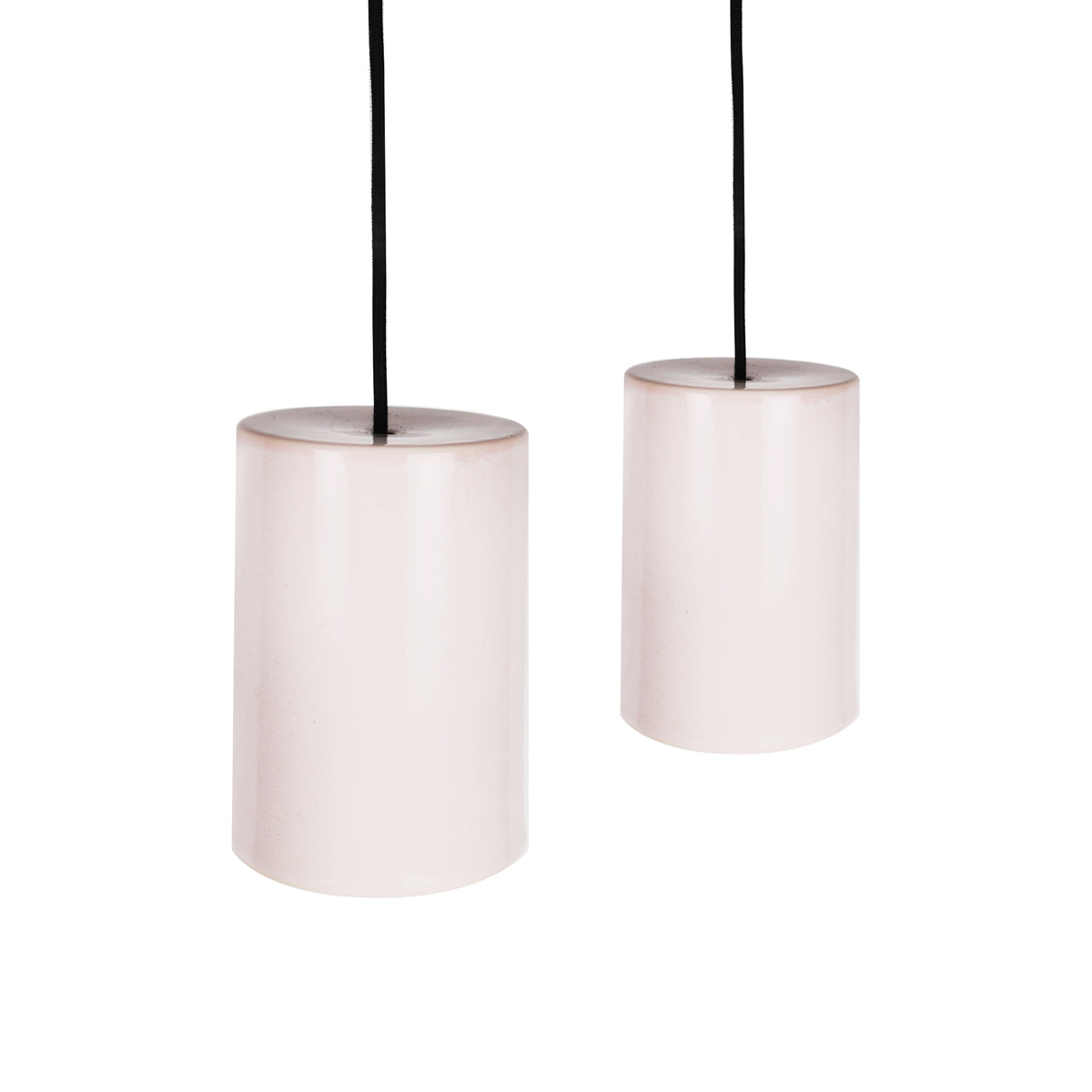 Large Ceramic Pendant Cylinder Light / Rose Quartz