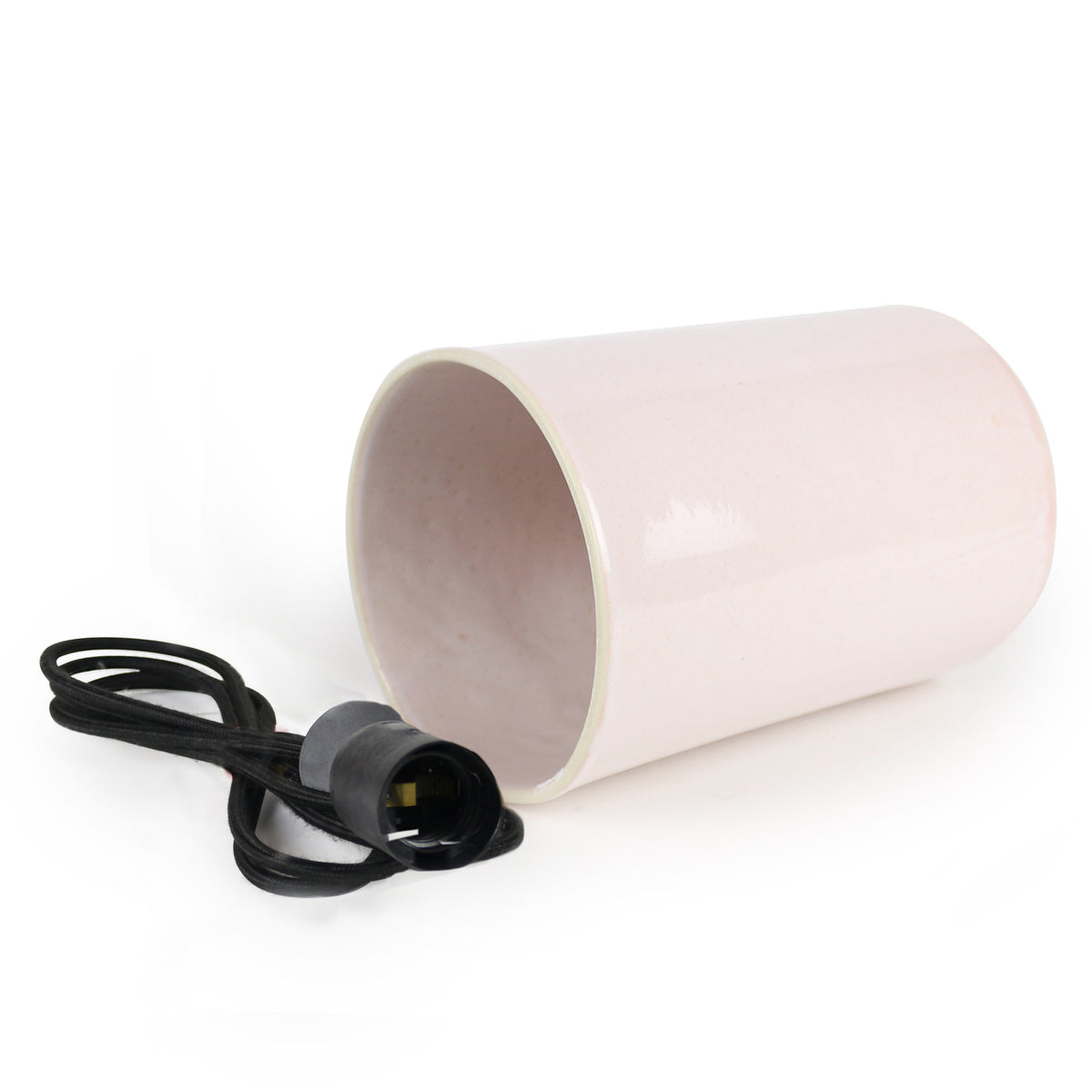 Large Ceramic Pendant Cylinder Light / Rose Quartz