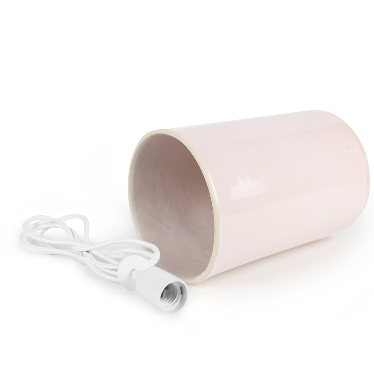 Large Ceramic Pendant Cylinder Light / Rose Quartz