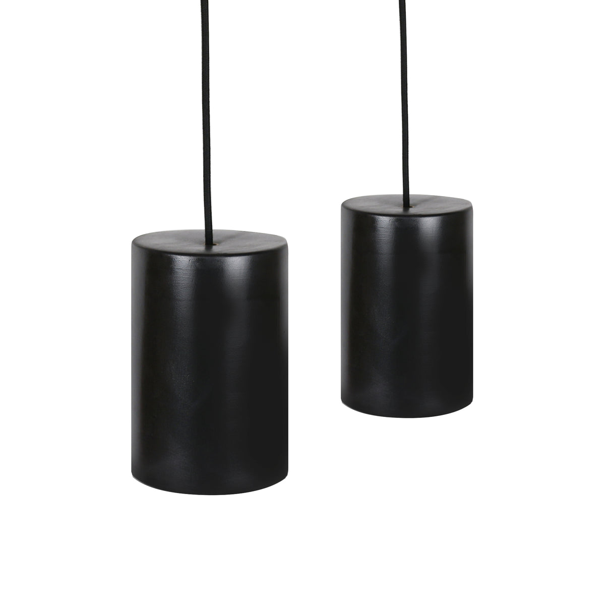 Large Ceramic Pendant Cylinder Light / Liquorice