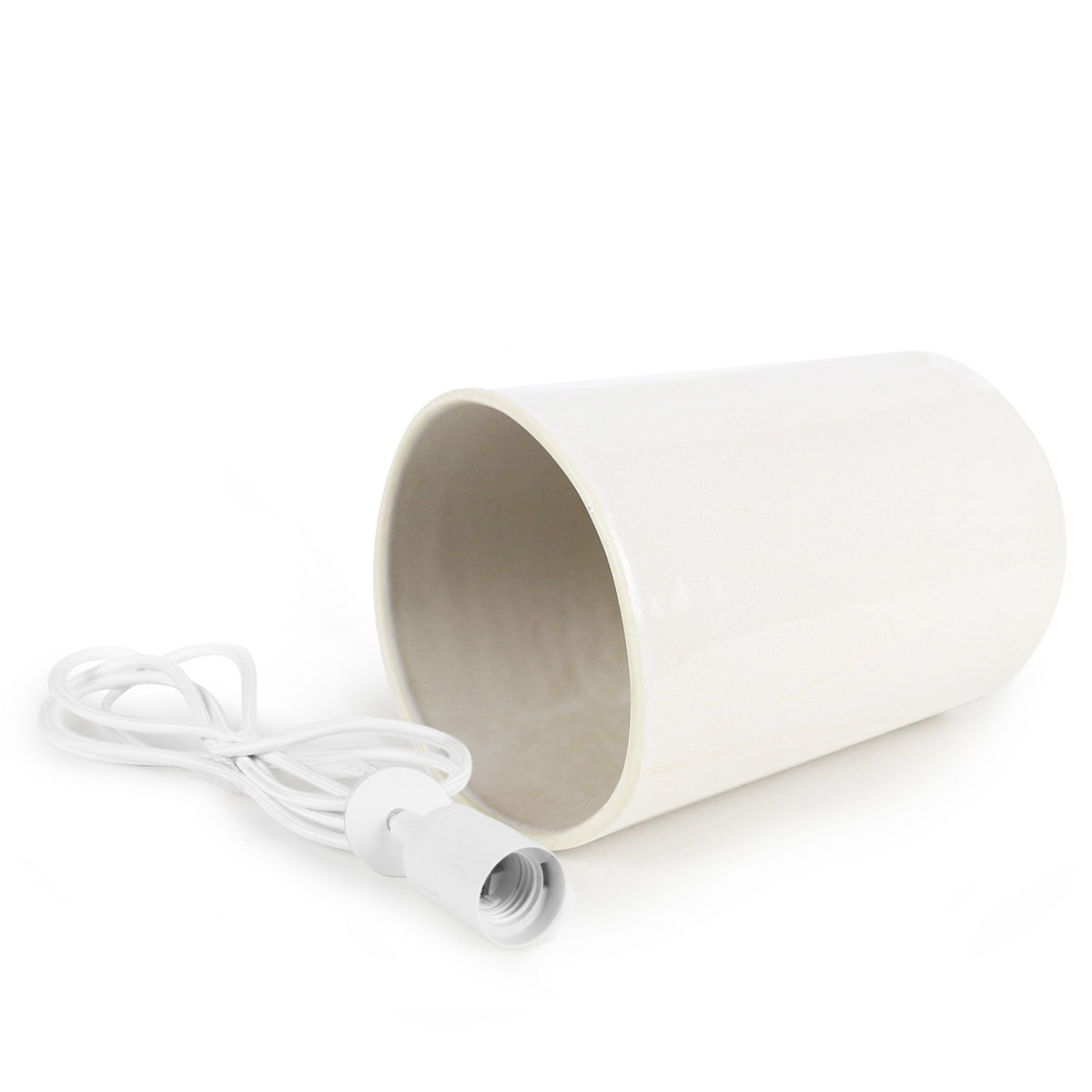 Large Ceramic Pendant Cylinder Light / Bone