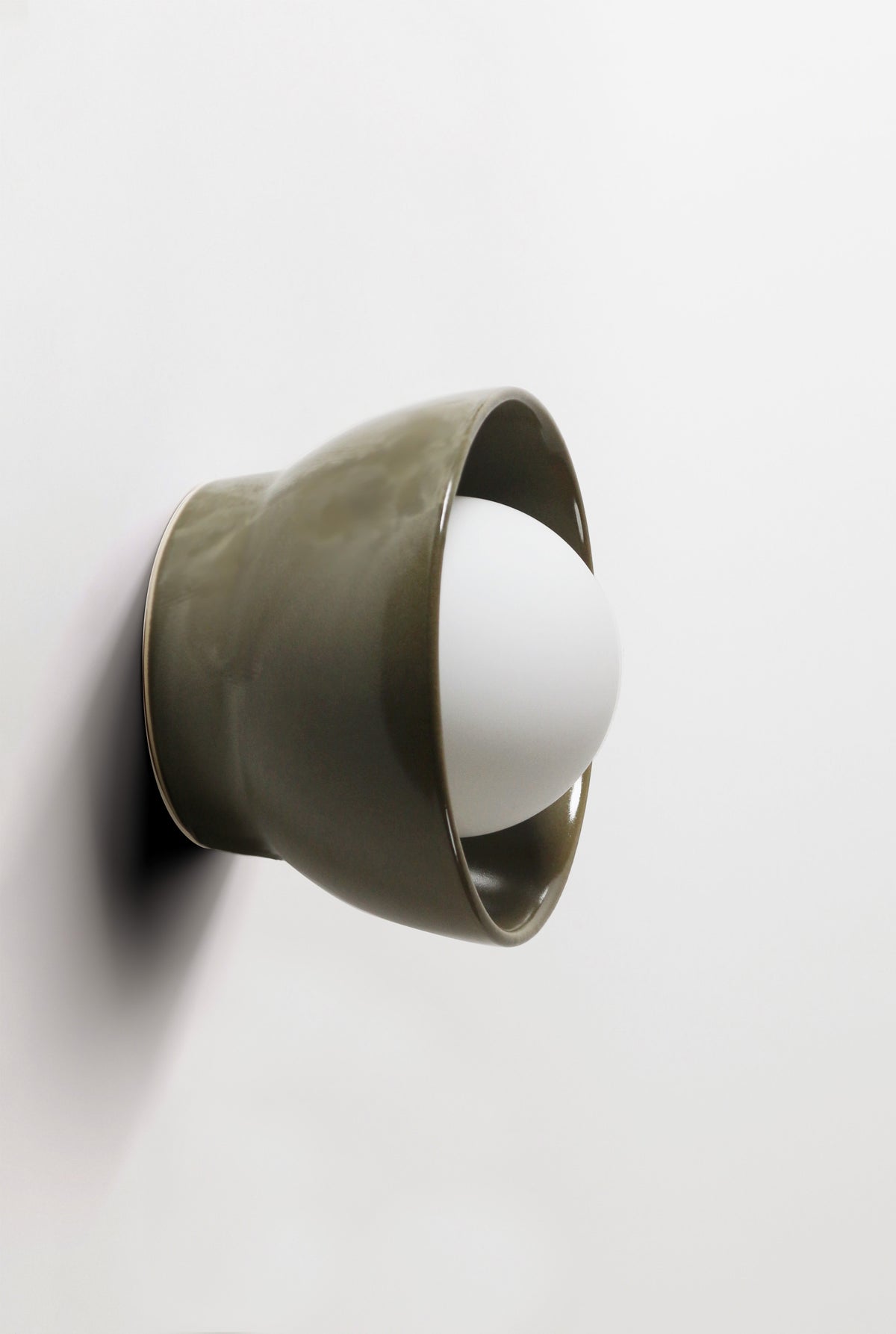 Ceramic Wall Bowl Sconce Light / Olive