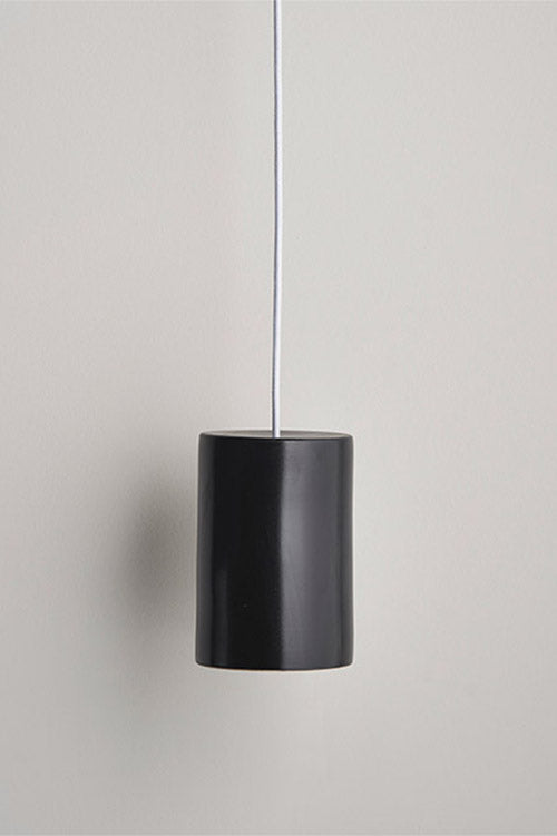 Large Ceramic Pendant Cylinder Light / Liquorice