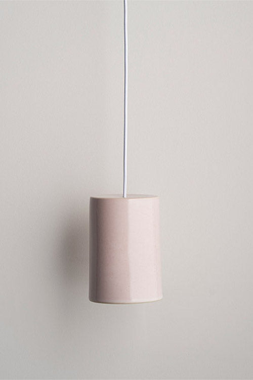 Large Ceramic Pendant Cylinder Light / Rose Quartz
