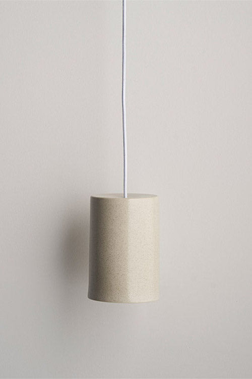 Large Ceramic Pendant Cylinder Light / Poppyseed