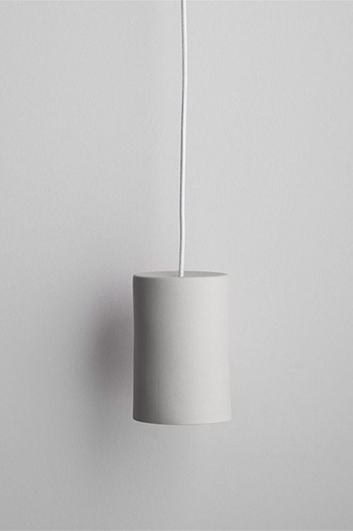 Large Ceramic Pendant Cylinder Light / Stone