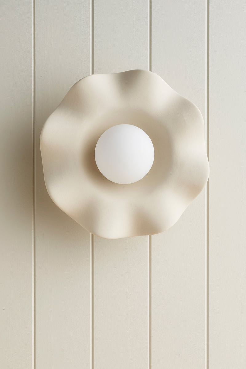 Ceramic Wall Pearl Sconce Light / Bone Robert Gordon Interiors