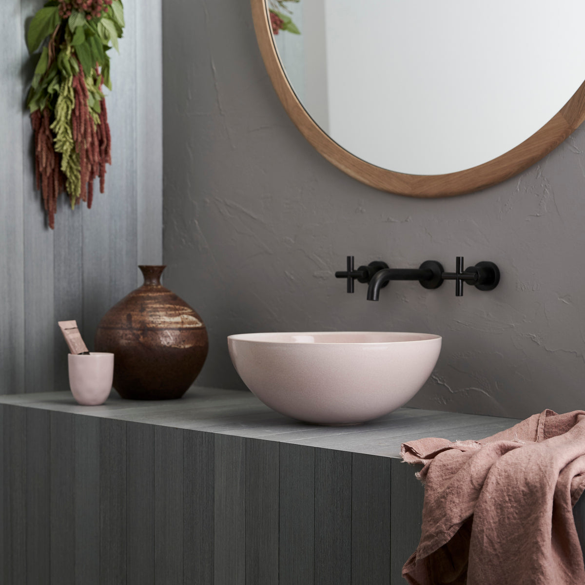 Clay 340 Ceramic Above Counter Basin / Rose Quartz