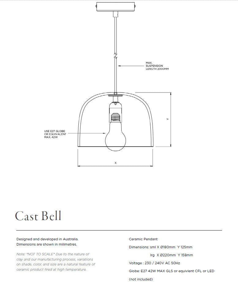 Large Ceramic Pendant Bell Light / Chai