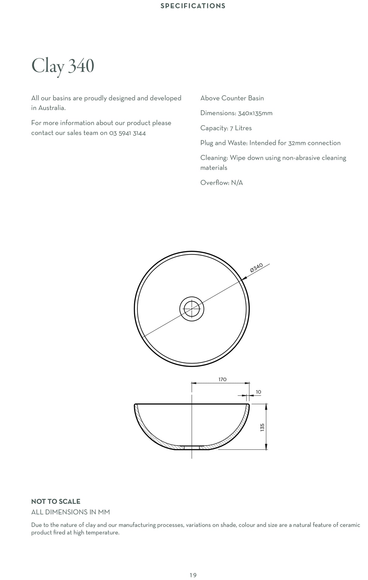 Clay 340 Ceramic Above Counter Basin / Rose Quartz