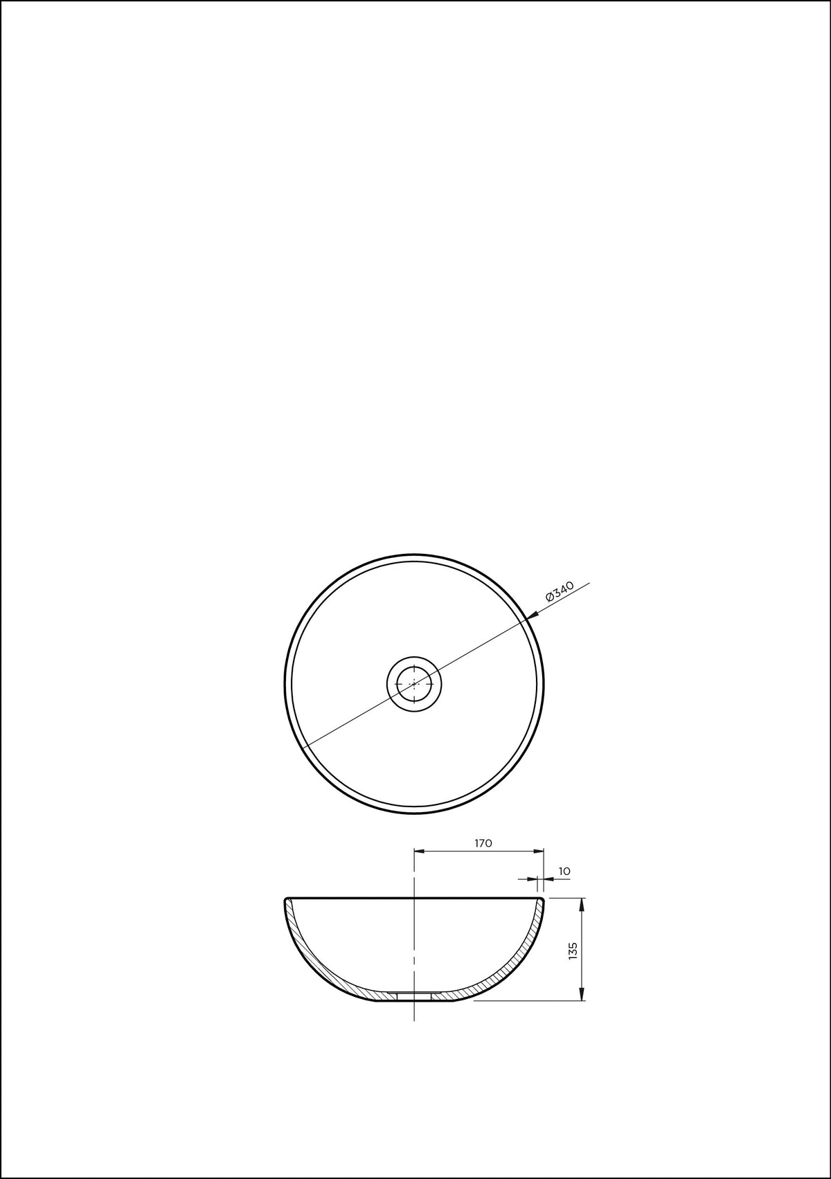 Clay 340 Ceramic Above Counter Basin / Stone