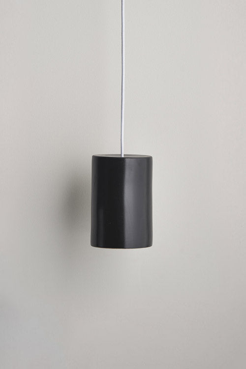 Small Ceramic Pendant Cylinder Light / Liquorice