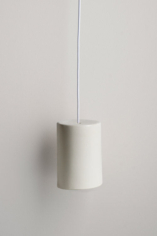 Large Ceramic Pendant Cylinder Light / Milk
