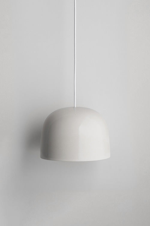 Small Ceramic Pendant Bell Light / Milk