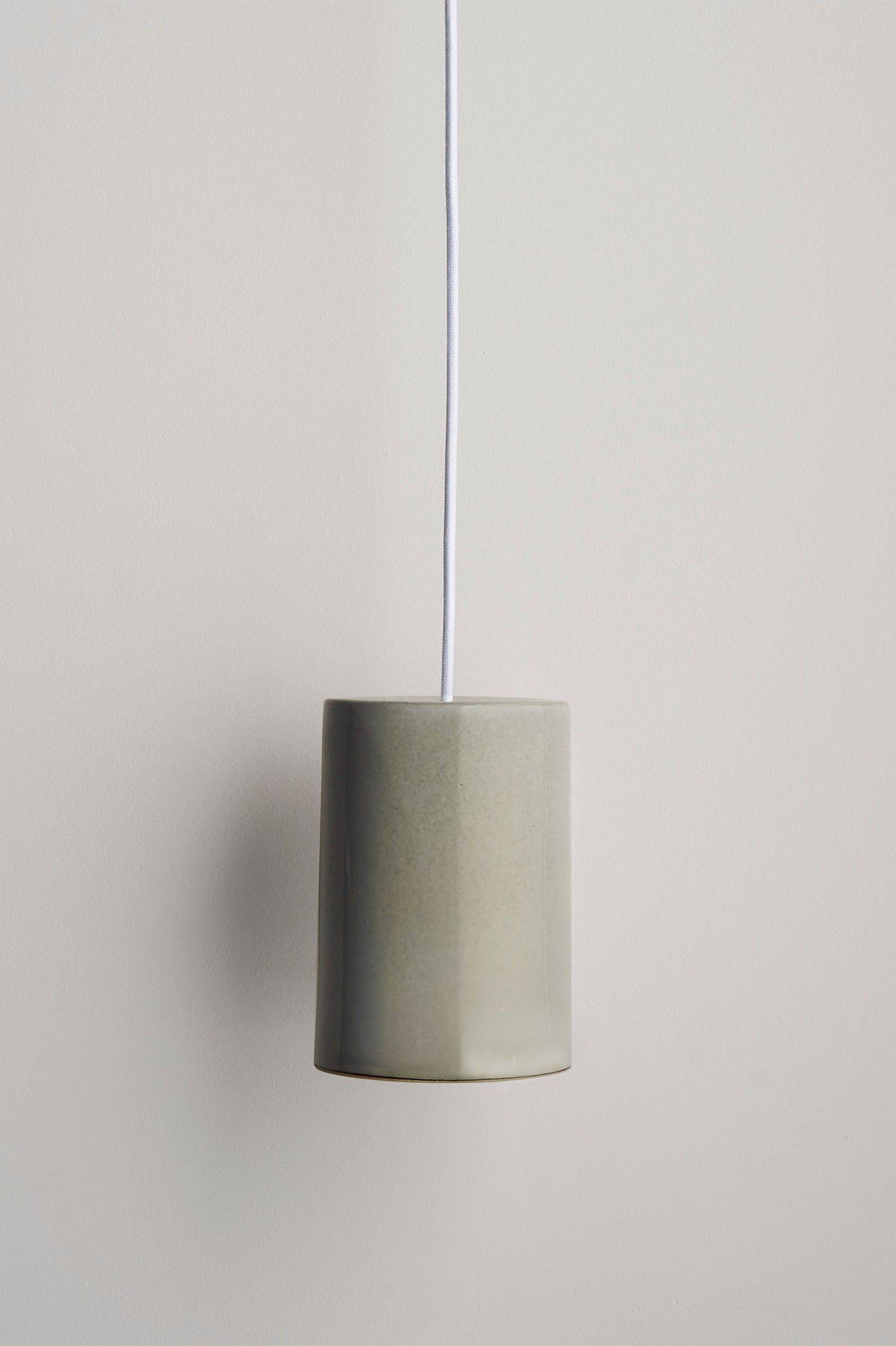 Large Ceramic Pendant Cylinder Light / Olive