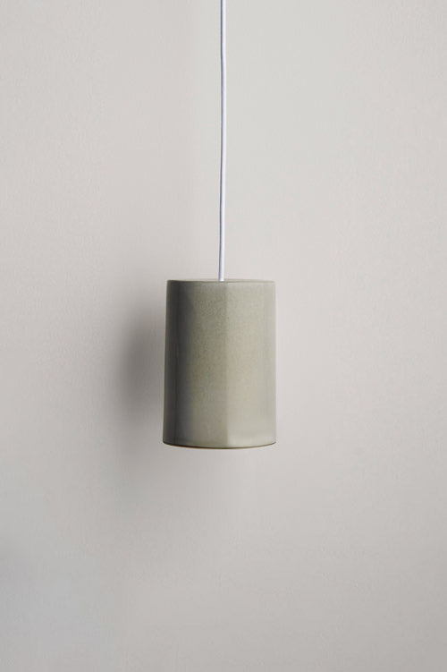 Small Ceramic Pendant Cylinder Light / Olive